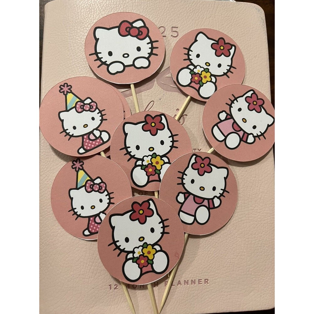 Hello Kitty Cupcake Toppers Set Of 12 Pcs Birthday